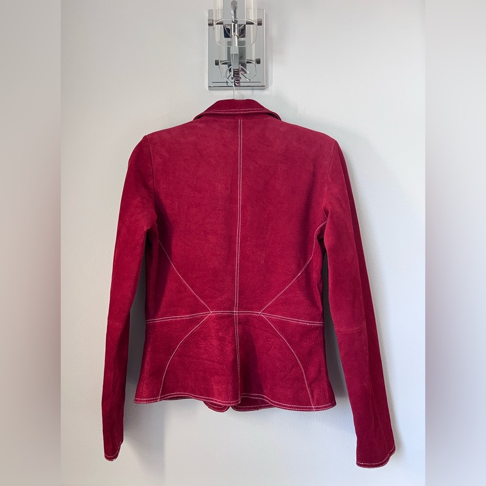Boston Proper Red Suede Tie-Waist Blazer - Picture 4 of 12